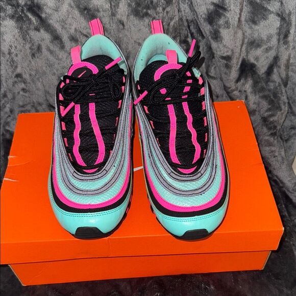 Nike Air Max 97 Men's Shoes - Aqua and Fuchsia - Picture 4 of 7